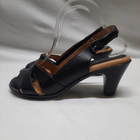 NWOB Softspots Neima pillow top technology Black Leather comfort Sandal. 9.5 - Picture 2 of 10